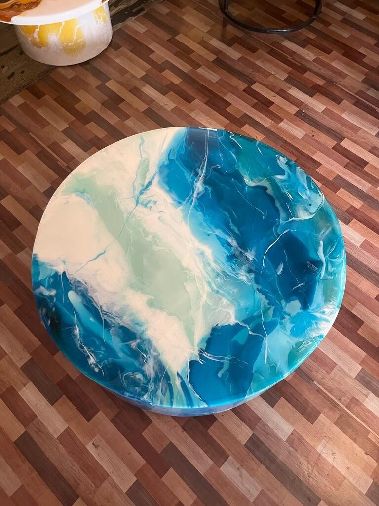 Custom Made Realistic Ocean Beach Dinning Table Coffee Table Side/End Table Top Living Room Table Bar Counter Home D?cor. Without Legs - resinhomefurniture