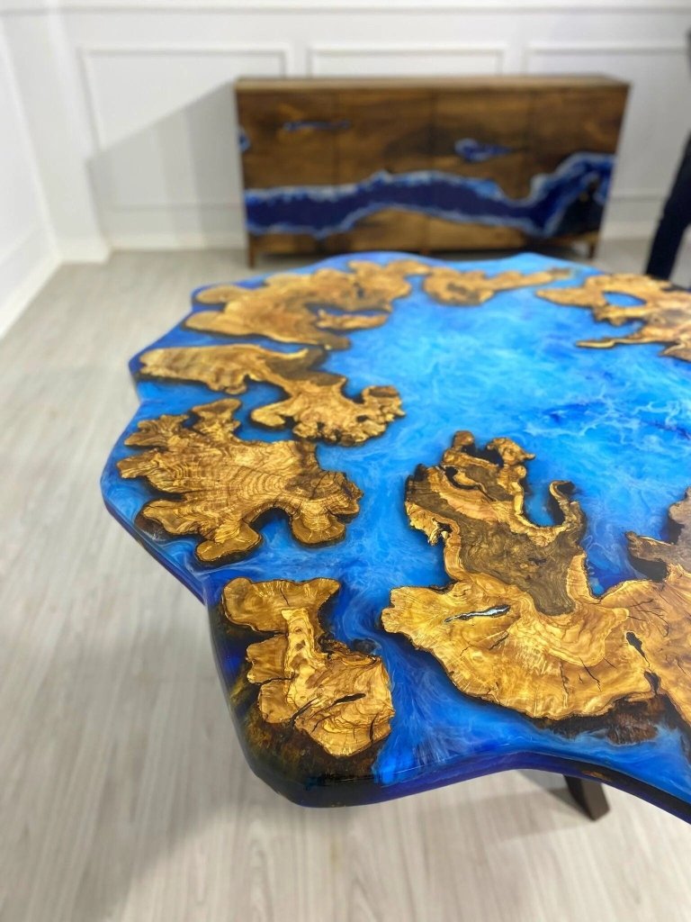 Custom Made Realistic Ocean Look Round Table Top Dinning Table Coffee Table Side/End Table Top Living Room Table Bar Counter Home D?cor - resinhomefurniture