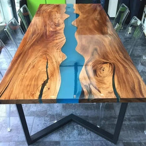 Custom Made Resin Epoxy Round Table Top, Unique Blue River Look, Coffee Table Design, Resin Table, Luxury Decor Table, Walnut Table, Wooden Resin Table - resinhomefurniture