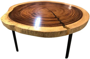 Custom Made Round Live Edge Table Dining Table Coffee Table End Table Bar Counter Top Living Room Table Wall Art Wooden Table - resinhomefurniture