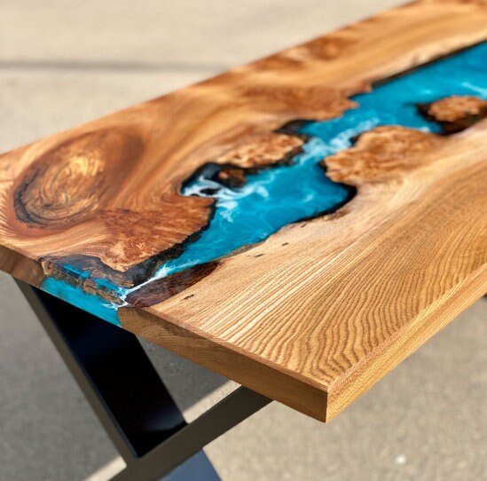 Custom Made Single River Look Resin Table Epoxy Dining Table Coffee Table End Table Bar Counter Top Living Room Table Wooden Table - resinhomefurniture