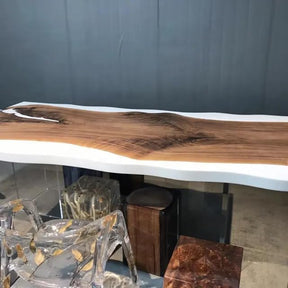 Custom Made Wood Resin Epoxy Ice Look Dinning Table Coffee Table Side/End Table Coastal Table Top Living Room Table Bar Counter Home Décor - resinhomefurniture