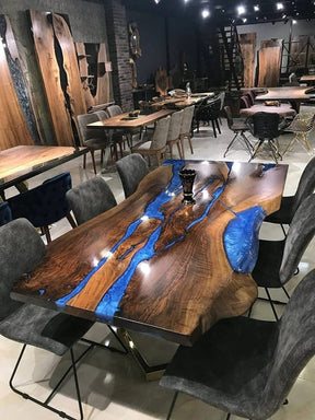 Custom Made Wood With Blue River Resin Table Epoxy Dining Table Coffee Table End Table Bar Counter Living Room Table Wall Art Wooden Table - resinhomefurniture