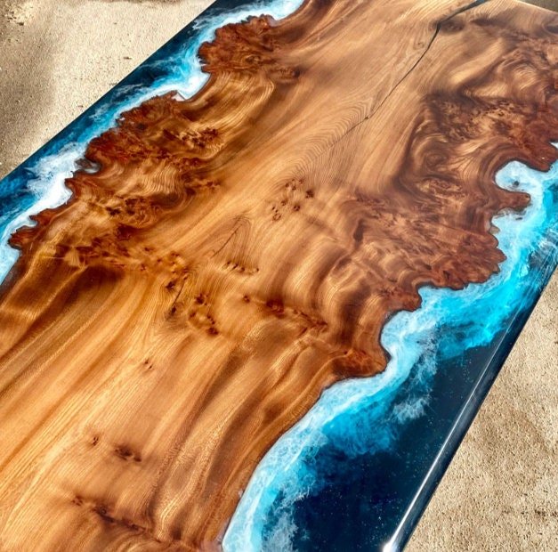 Custom Wood Resin Epoxy Classic Ocean Beach feel Table Coastal table Top Dining Table Coffee Table Side/End Table Home D?cor - resinhomefurniture