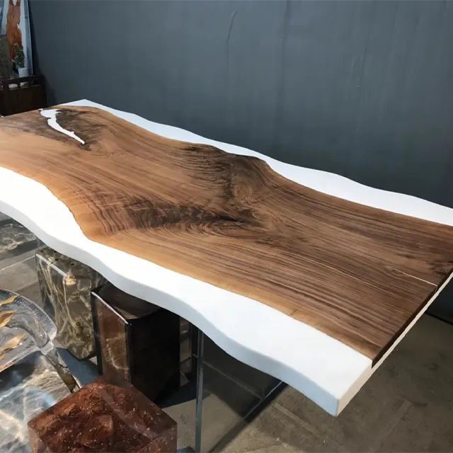 Custom Wood With Ice Look Resin Epoxy Table Coastal table Top Dining Table Coffee Table Side/End Table Bar Counter Home D?cor - resinhomefurniture