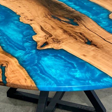 Customized Blue Multi River Look Epoxy Resin Round Table Top Dinning Table Coffee Table End Table Living Room Table Bar Counter Home Decor - resinhomefurniture