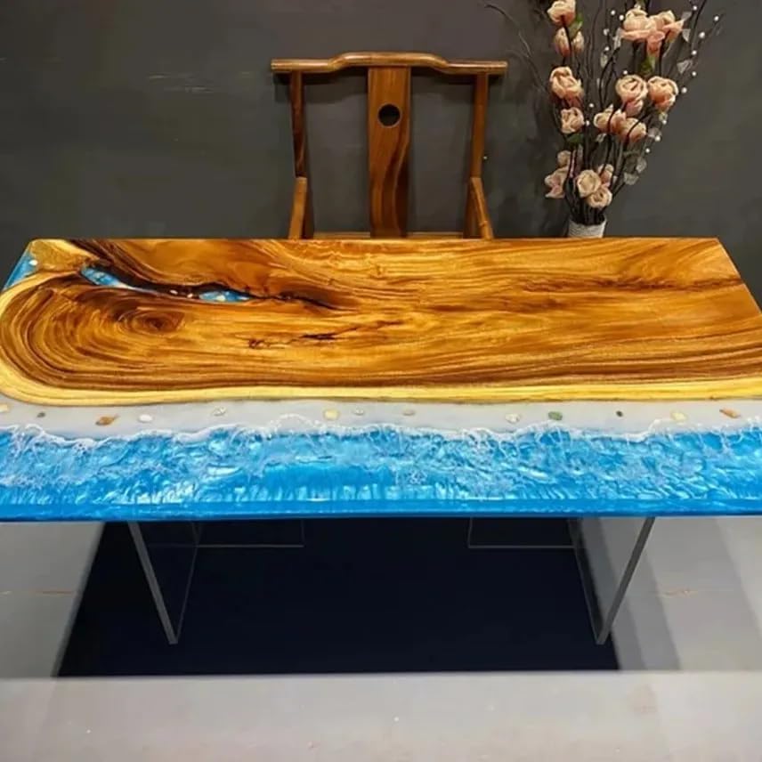 Customized Classic Wood Resin Epoxy Realistic Ocean Look Resin Epoxy Dinning Table Coffee Table Living Room Table Bar Counter Home Decor - resinhomefurniture