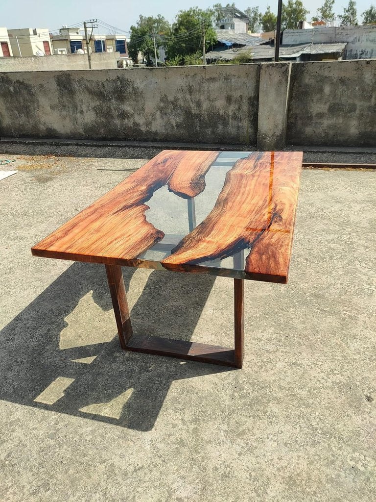 Customized epoxy Resin Crystal Clear Transparent Solid Wood Opaque Table, Dining Table, Living Room Table, Wooden Epoxy Coffee Table, - resinhomefurniture