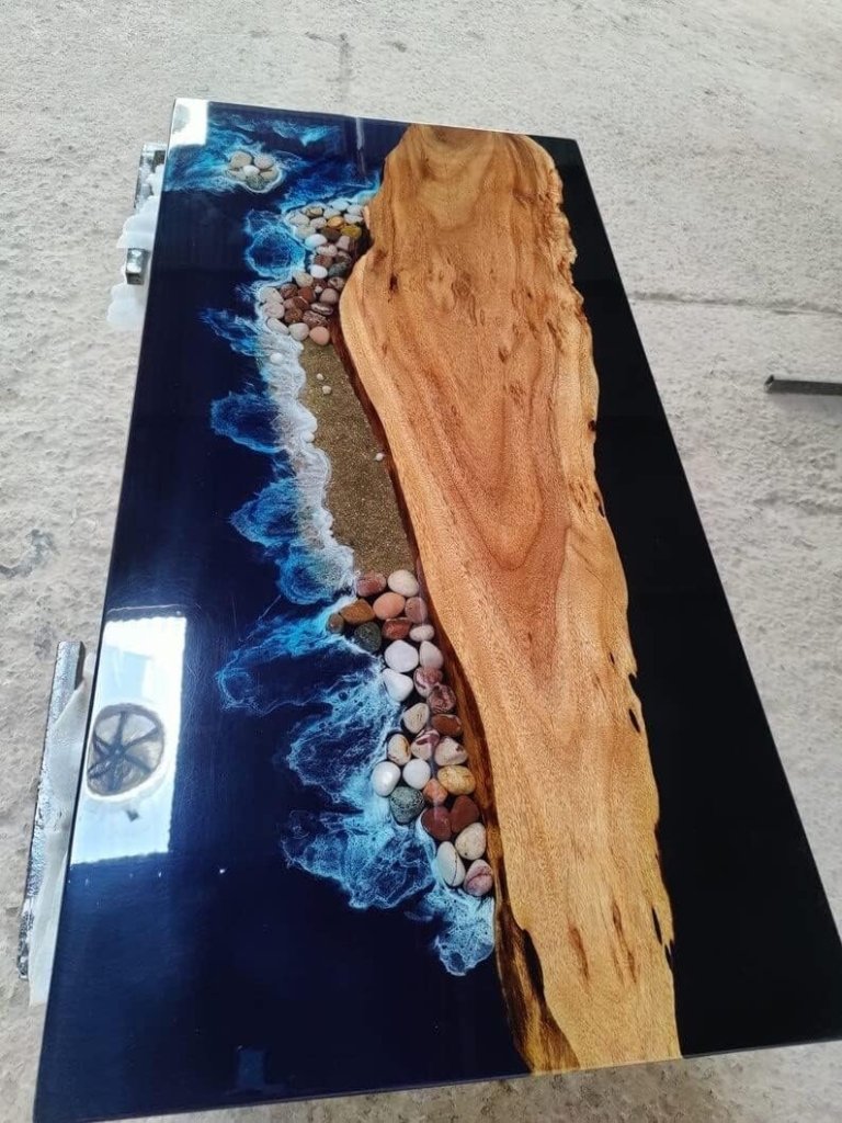 Customized epoxy Resin Crystal Clear Transparent Solid Wood Opaque Table, Dining Table, Living Room Table, Wooden Epoxy Coffee Table, - resinhomefurniture