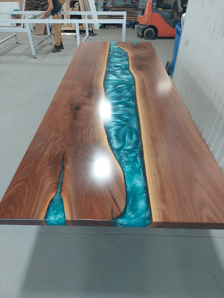 Customized Large Epoxy Table, Blue Resin Look, Dining Table for 2, 4, 6, 8, Living Room Table Epoxy Coffee Table Top, Resin Bar Counter - resinhomefurniture