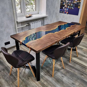 Customized Large Epoxy Table, Classic Blue Look, Dining Table for 2, 4, 6, 8, Living Room Table Epoxy Coffee Table Top, Resin Bar Counter - resinhomefurniture