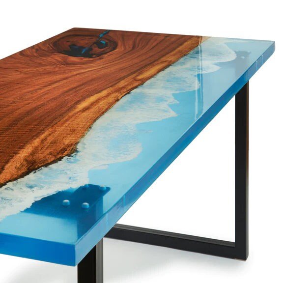 Customized Large Epoxy Table, Classic Blue Ocean, Dining Table for 2, 4, 6, 8, Living Room Table Epoxy Coffee Table Top, Resin Bar Counter - resinhomefurniture