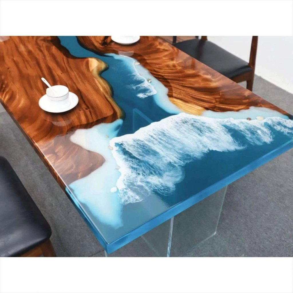 Customized Large Epoxy Table, Classic Ocean Beach, Dining Table for 2, 4, 6, 8, Living Room Table Epoxy Coffee Table Top, Resin Bar Counter - resinhomefurniture