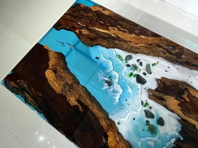 Customized Large Epoxy Table, Classic Ocean Wave, Dining Table for 2, 4, 6, 8, Living Room Table Epoxy Coffee Table Top, Resin Bar Counter - resinhomefurniture