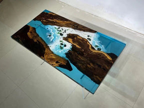 Customized Large Epoxy Table, Classic Ocean Wave, Dining Table for 2, 4, 6, 8, Living Room Table Epoxy Coffee Table Top, Resin Bar Counter - resinhomefurniture