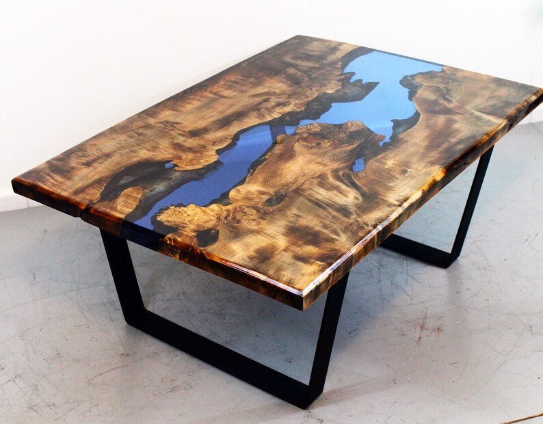 Customized Large Epoxy Table, Clear River Wave, Dining Table for 2, 4, 6, 8, Living Room Table Epoxy Coffee Table Top, Resin Bar Counter - resinhomefurniture