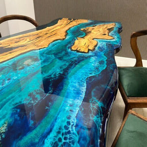 Customized Large Epoxy Table, Desert Ocean Wave, Dining Table for 2, 4, 6, 8, Living Room Table Epoxy Coffee Table Top, Resin Bar Counter - resinhomefurniture