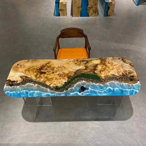 Customized Large Epoxy Table, Desert Ocean Wave, Dining Table for 2, 4, 6, 8, Living Room Table Epoxy Coffee Table Top, Resin Bar Counter - resinhomefurniture