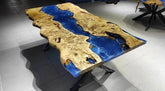 Customized Large Epoxy Table, Desert River Look, Dining Table for 2, 4, 6, 8, Living Room Table Epoxy Coffee Table Top, Resin Bar Counter - resinhomefurniture