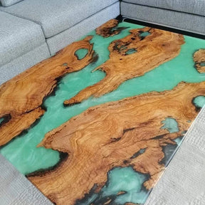 Customized Large Epoxy Table, Green Epoxy Look, Dining Table for 2, 4, 6, 8, Living Room Table Epoxy Coffee Table Top, Resin Bar Counter - resinhomefurniture