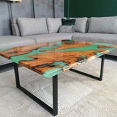 Customized Large Epoxy Table, Green Epoxy Look, Dining Table for 2, 4, 6, 8, Living Room Table Epoxy Coffee Table Top, Resin Bar Counter - resinhomefurniture