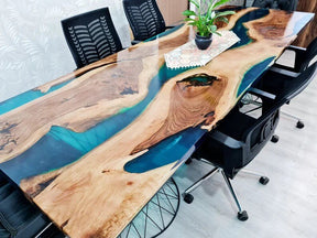 Customized Large Epoxy Table, Green Resin Look, Dining Table for 2, 4, 6, 8, Living Room Table Epoxy Coffee Table Top, Resin Bar Counter - resinhomefurniture