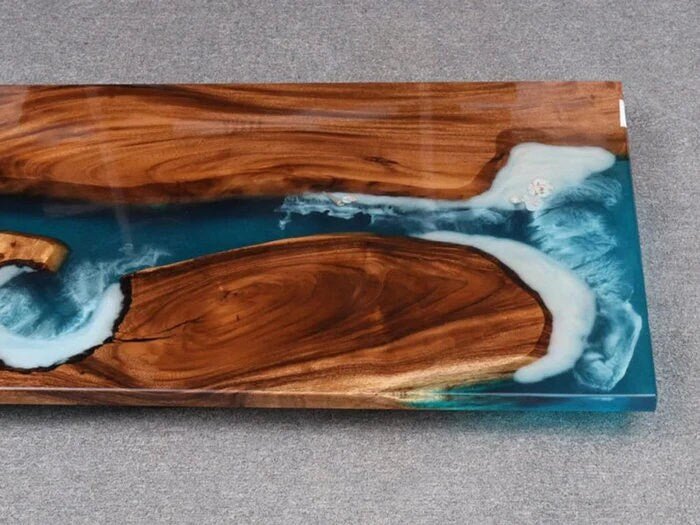 Customized Large Epoxy Table, Multi Blue Sea Look, Dining Table for 2, 4, 6, 8, Living Room Table Epoxy Coffee Table Top, Resin Bar Counter - resinhomefurniture