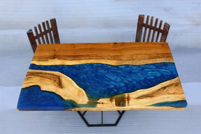 Customized Large Epoxy Table, Multi Blue Wave Look, Dining Table for 2, 4, 6, 8, Living Room Table Epoxy Coffee Table Top, Resin Bar Counter - resinhomefurniture