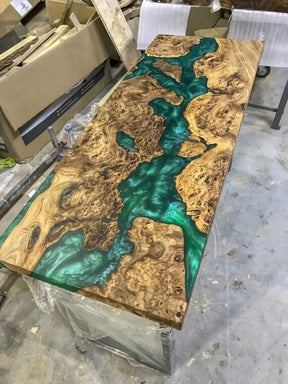 Customized Large Epoxy Table, Multi Green Resin, Dining Table for 2, 4, 6, 8, Living Room Table Epoxy Coffee Table Top, Resin Bar Counter - resinhomefurniture