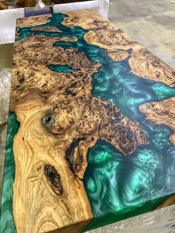 Customized Large Epoxy Table, Multi Green Resin, Dining Table for 2, 4, 6, 8, Living Room Table Epoxy Coffee Table Top, Resin Bar Counter - resinhomefurniture