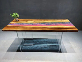 Customized Large Epoxy Table, Multi Resin Wave, Dining Table for 2, 4, 6, 8, Living Room Table Epoxy Coffee Table Top, Resin Bar Counter - resinhomefurniture