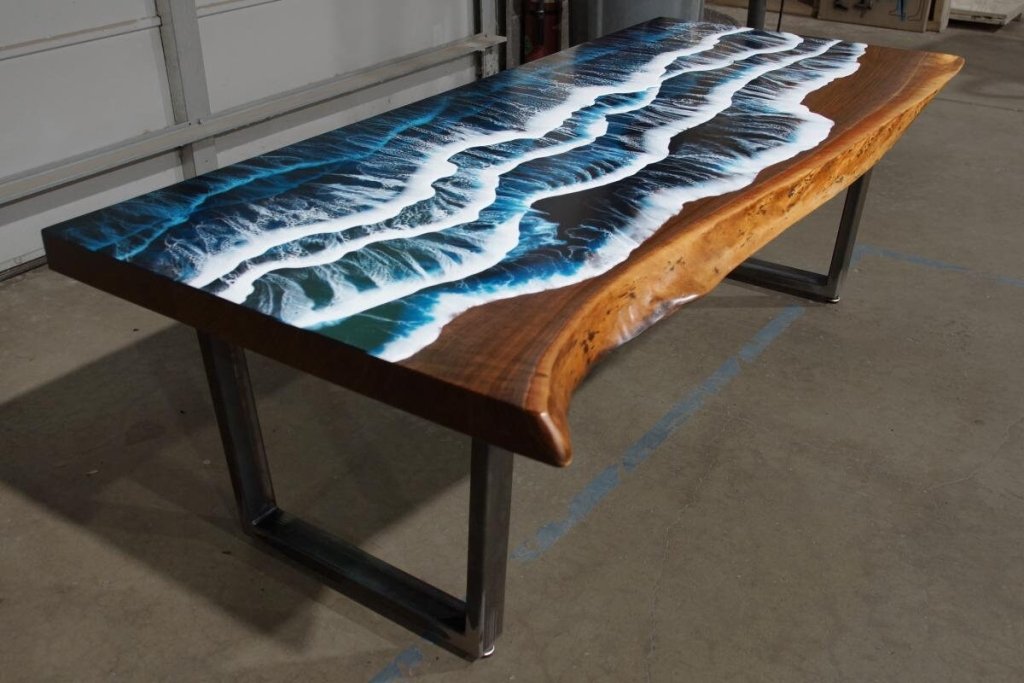 Customized Large Epoxy Table, Ocean Beach Wave, Dining Table for 2, 4, 6, 8, Living Room Table Epoxy Coffee Table Top, Resin Bar Counter - resinhomefurniture