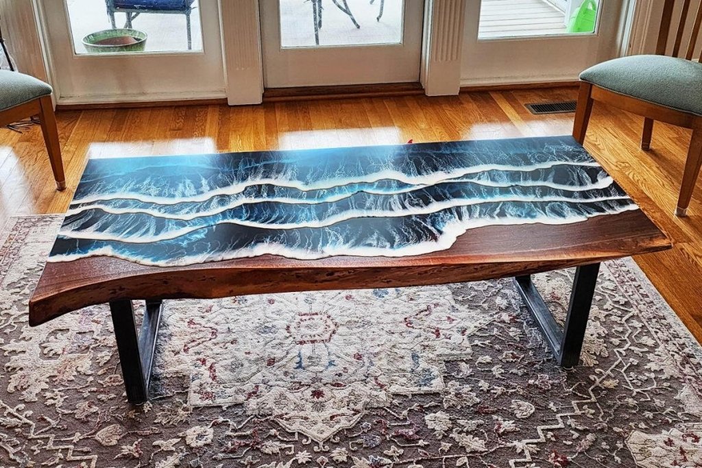 Customized Large Epoxy Table, Ocean Beach Wave, Dining Table for 2, 4, 6, 8, Living Room Table Epoxy Coffee Table Top, Resin Bar Counter - resinhomefurniture