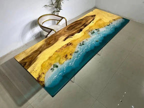 Customized Large Epoxy Table, Ocean Wave Look, Dining Table for 2, 4, 6, 8, Living Room Table Epoxy Coffee Table Top, Resin Bar Counter - resinhomefurniture