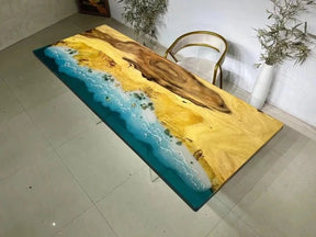 Customized Large Epoxy Table, Ocean Wave Look, Dining Table for 2, 4, 6, 8, Living Room Table Epoxy Coffee Table Top, Resin Bar Counter - resinhomefurniture