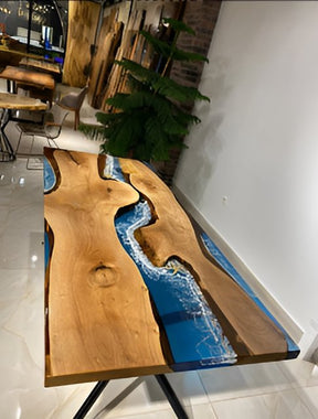 Customized Large Epoxy Table, Ocean With Star Fish ,Dining Table for 2, 4, 6, 8, Living Room Table Epoxy Coffee Table Top, Resin Bar Counter - resinhomefurniture