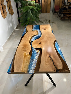 Customized Large Epoxy Table, Ocean With Star Fish ,Dining Table for 2, 4, 6, 8, Living Room Table Epoxy Coffee Table Top, Resin Bar Counter - resinhomefurniture