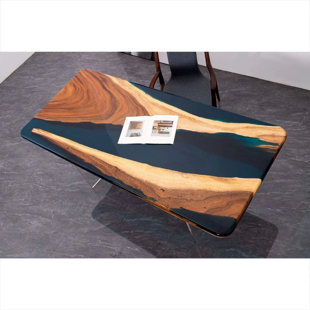 Customized Large Epoxy Table, Resin Dark Blue, Dining Table for 2, 4, 6, 8, Living Room Table Epoxy Coffee Table Top, Resin Bar Counter - resinhomefurniture