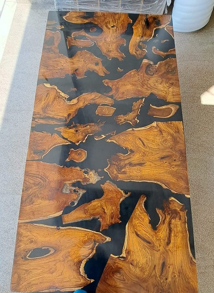 Customized Large Epoxy Table, Resin Dining Table for 2, 4, 6, 8 Glossy Black Table, Epoxy Coffee Table, Living Room Table, Home d?cor - resinhomefurniture