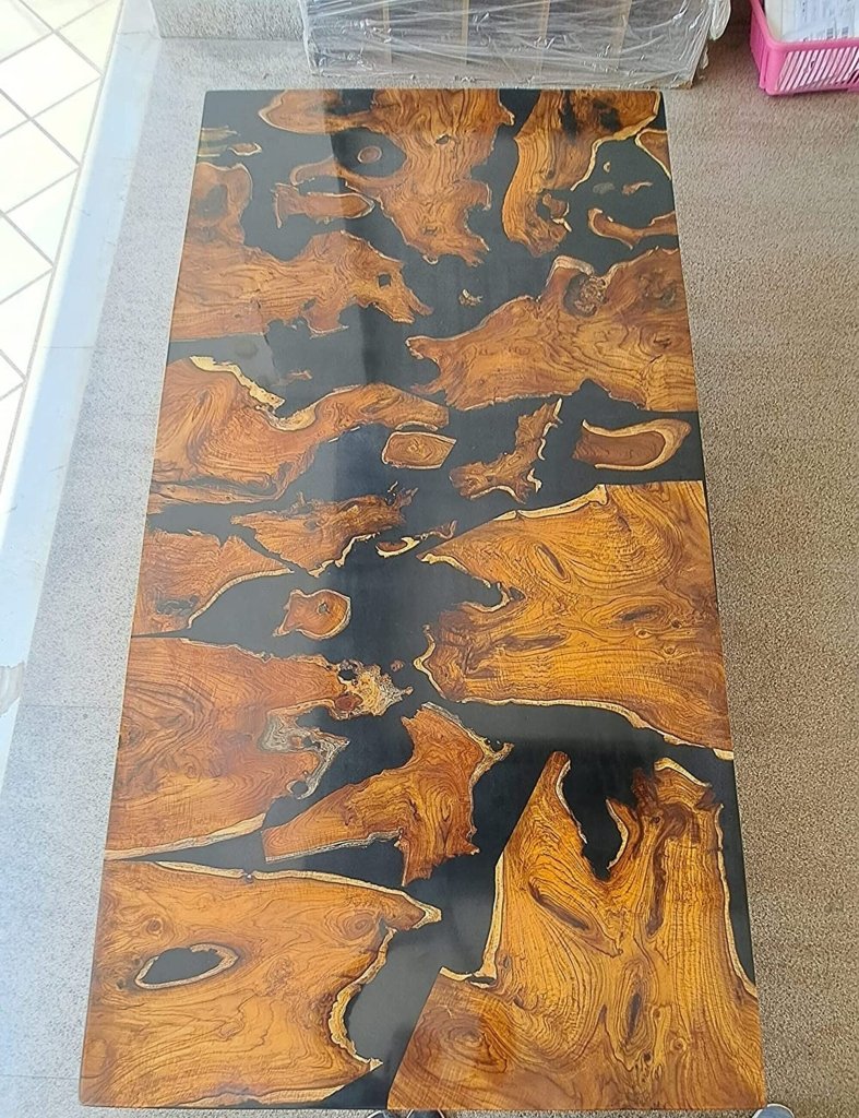 Customized Large Epoxy Table, Resin Dining Table for 2, 4, 6, 8 Glossy Black Table, Epoxy Coffee Table, Living Room Table, Home d?cor - resinhomefurniture