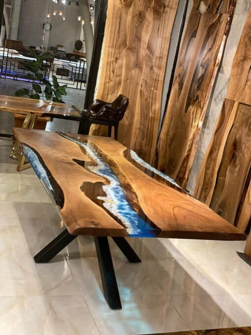 Customized Large Epoxy Table, River With Star Fish, Dining Table for 2, 4, 6, 8, Living Room Table Epoxy Coffee Table Top, Resin Bar Counter - resinhomefurniture