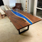 Customized Large Epoxy Table, Single River Wave, Dining Table for 2, 4, 6, 8, Living Room Table Epoxy Coffee Table Top, Resin Bar Counter - resinhomefurniture