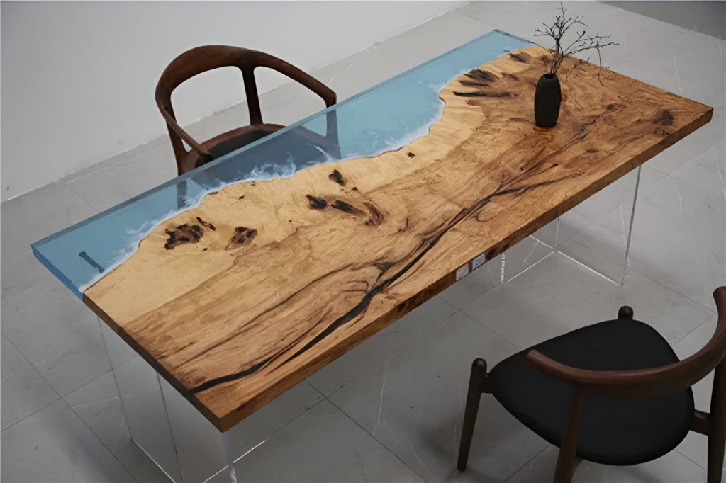 Customized Large Epoxy Table, Transparent Blue Look, Dining Table for 2, 4, 6, 8, Living Room Table Epoxy Coffee TableTop, Resin Bar Counter - resinhomefurniture