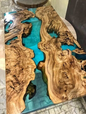 Customized Large Epoxy Table, Transparent Green , Dining Table for 2, 4, 6, 8, Living Room Table Epoxy Coffee Table Top, Resin Bar Counter - resinhomefurniture