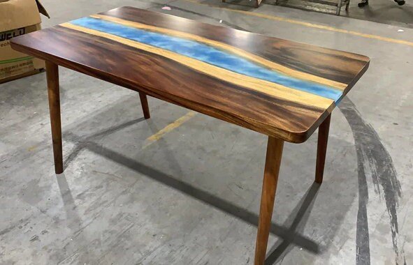 Customized Large Epoxy Table, Unique Blue Resin, Dining Table for 2, 4, 6, 8, Living Room Table Epoxy Coffee Table Top, Resin Bar Counter - resinhomefurniture