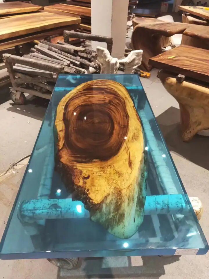 Customized Large Epoxy Table, Unique Blue Resin, Dining Table for 2, 4, 6, 8, Living Room Table Epoxy Coffee Table Top, Resin Bar Counter - resinhomefurniture