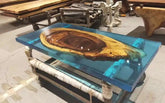 Customized Large Epoxy Table, Unique Blue Resin, Dining Table for 2, 4, 6, 8, Living Room Table Epoxy Coffee Table Top, Resin Bar Counter - resinhomefurniture