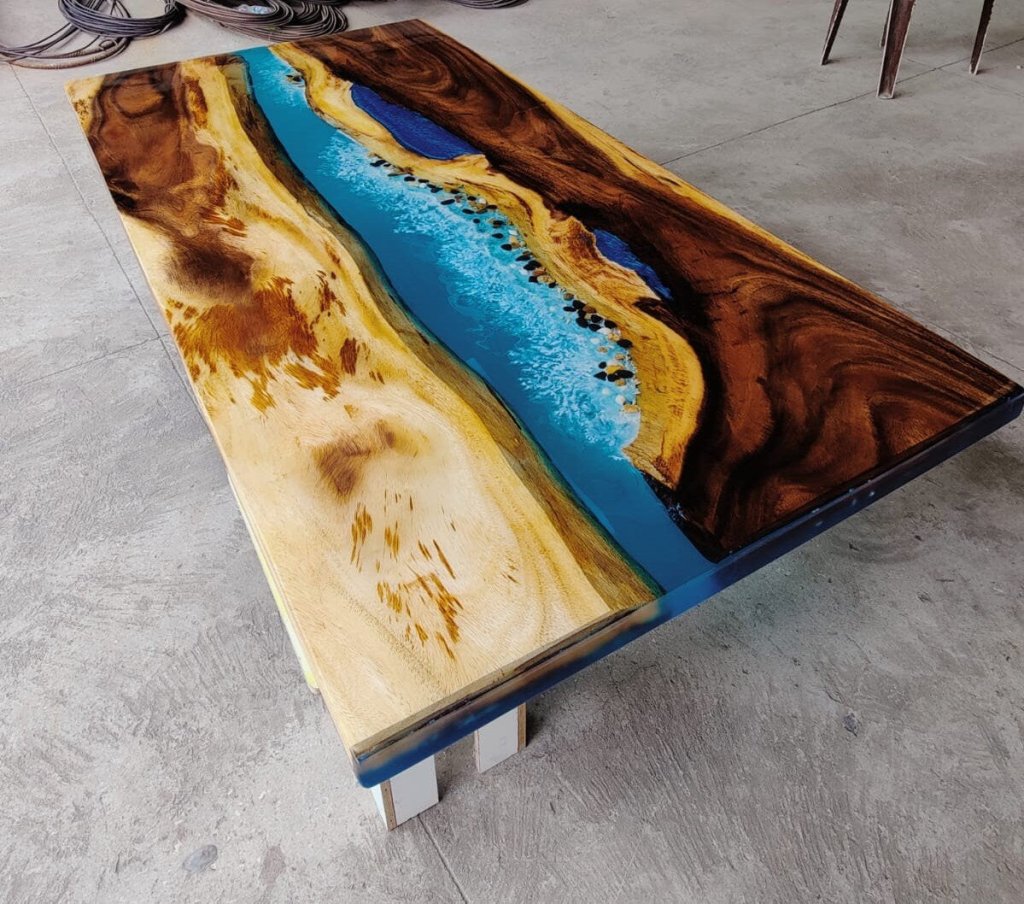 Customized Large Epoxy Table, Unique Blue River Look, Dining Table for 2, 4, 6, 8 Living Room Table Epoxy Coffee TableTop, Resin Bar Counter - resinhomefurniture