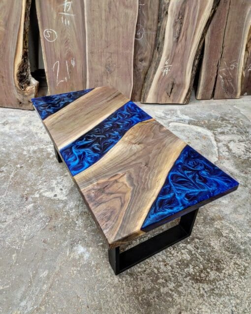 Customized Large Epoxy Table, Unique Cobalt Look, Dining Table for 2, 4, 6, 8, Living Room Table Epoxy Coffee Table Top, Resin Bar Counter - resinhomefurniture