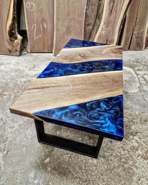 Customized Large Epoxy Table, Unique Cobalt Look, Dining Table for 2, 4, 6, 8, Living Room Table Epoxy Coffee Table Top, Resin Bar Counter - resinhomefurniture